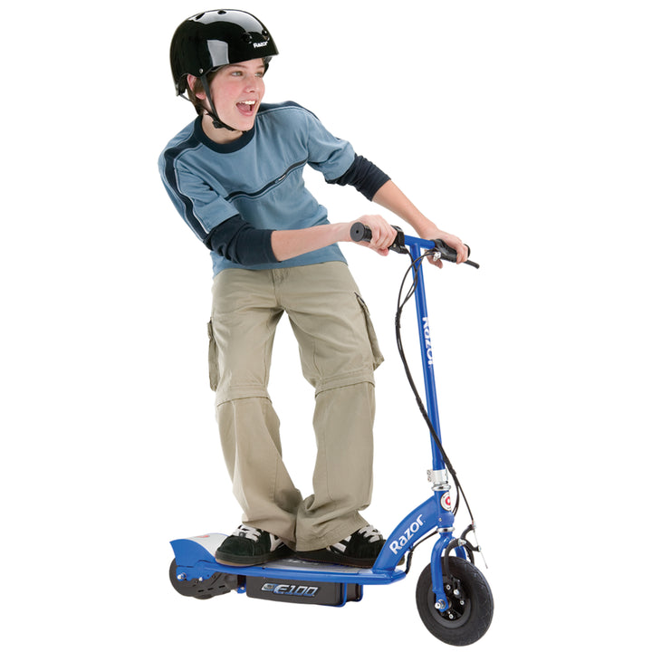 Razor E100 Motorized Rechargeable Kids Toy Electric Scooters, 1 Black & 1 Blue