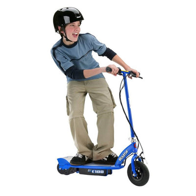 Razor E100 Kids Ride On 24V Motorized Powered Electric Kick Scooter Toy, Blue