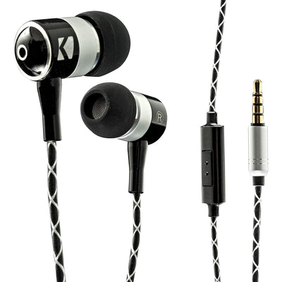 KICKER 46EB54 Noise Isolating Silicone Earbuds w/ 10mm Drivers, Braided (2 Pack) - VMInnovations