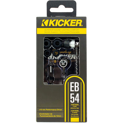 KICKER 46EB54 Noise Isolating Silicone Earbuds w/ 10mm Drivers, Braided (2 Pack) - VMInnovations