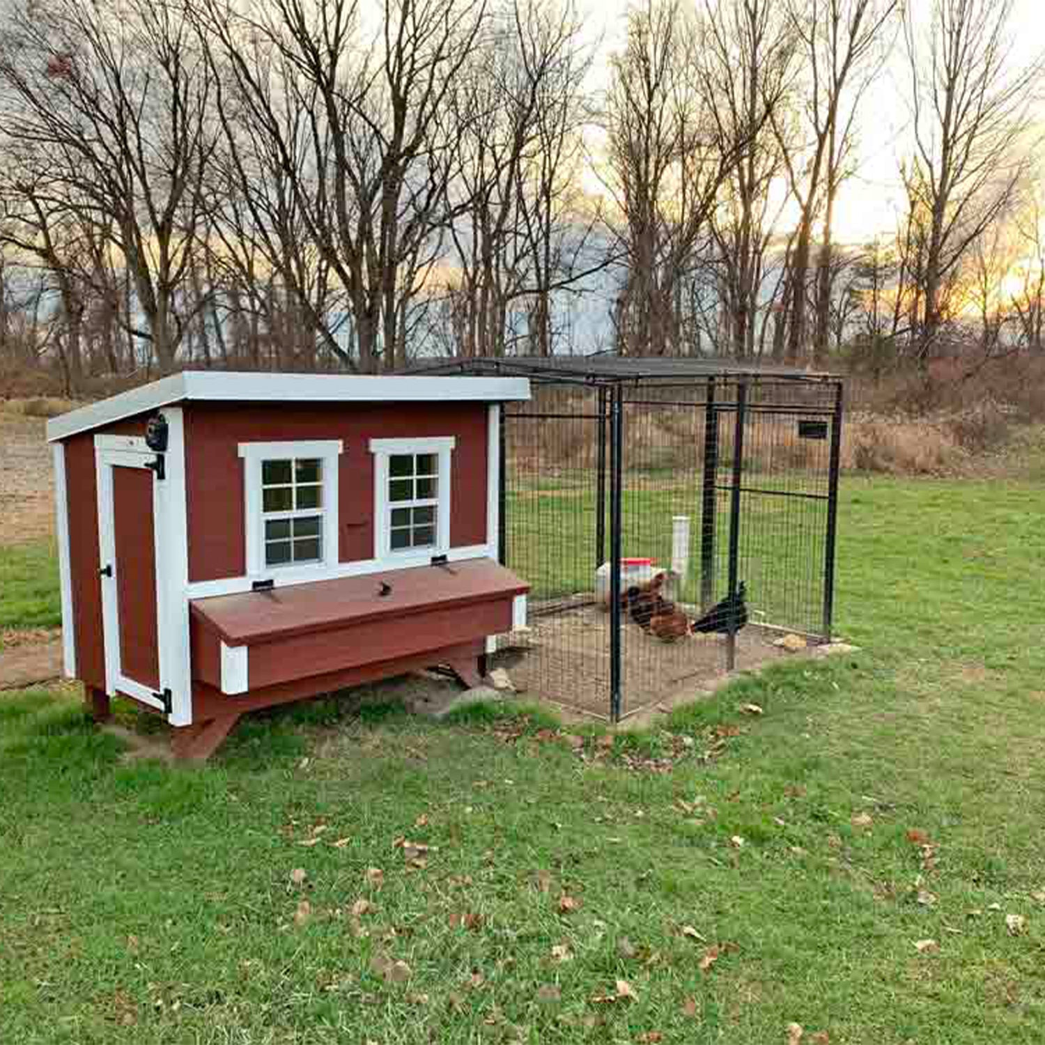 OverEZ Large Wooden Poultry Hen Chicken Coop with Nesting Boxes for 15 Chickens