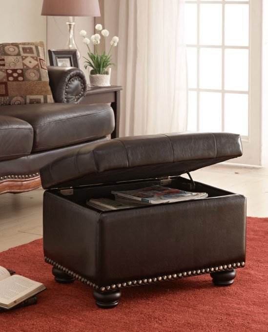 Convenience Concepts 5th Avenue Leather Storage Ottoman - Espresso - Damaged