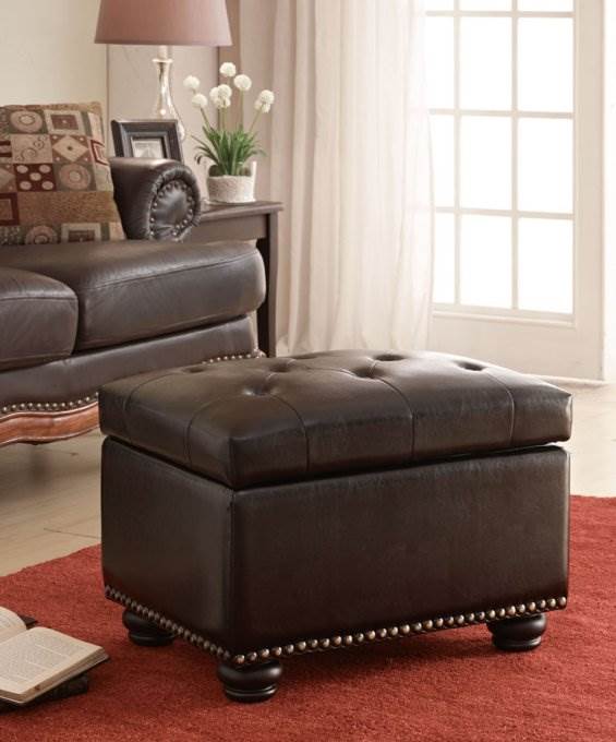 Convenience Concepts 5th Avenue Leather Storage Ottoman - Espresso - Damaged