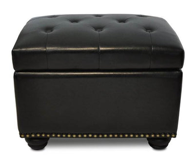 Convenience Concepts 5th Avenue Leather Storage Ottoman - Black - Open Box