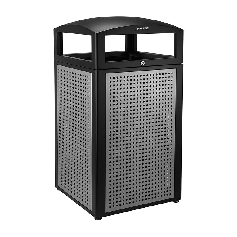 Alpine Industries Rugged 40 Gal. All Weather Garbage Trash Can, Stainless Steel