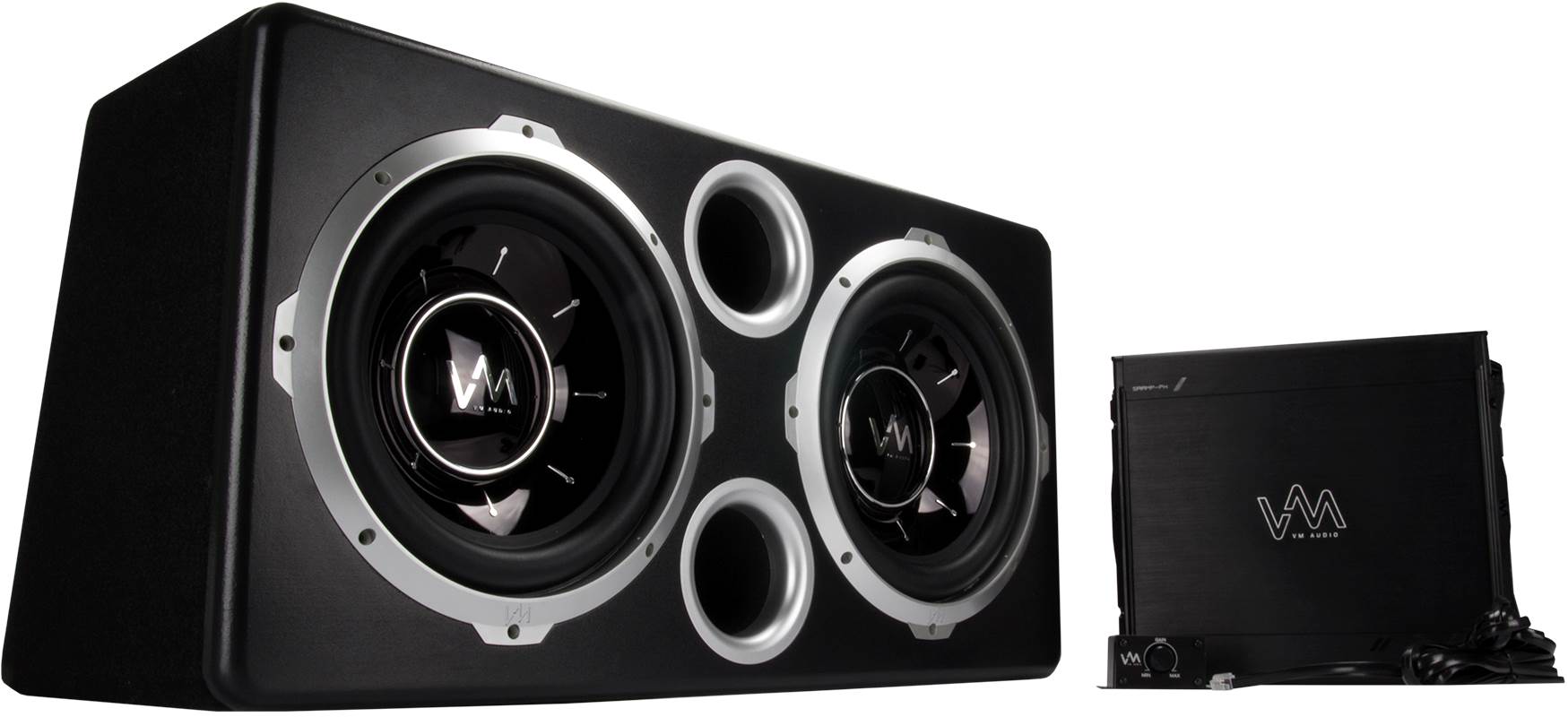 VM Audio Dual 10" Vented Port 1600 Watt Sub Bass Package w/Amp+Wiring (Open Box)