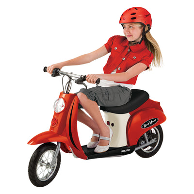 Razor Pocket Mod Miniature Euro 24V Electric Retro White Scooter & Red Scooter