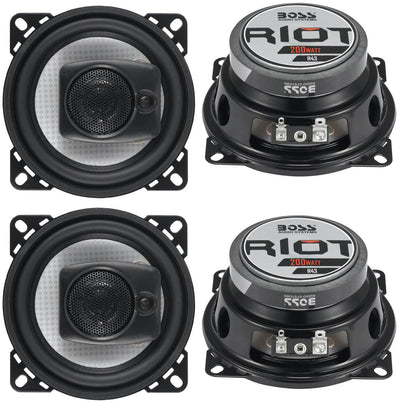 4) New Boss R43 4" 400W 3 Way Car Audio Coaxial Stereo Speakers 2 PAIRS Chaos