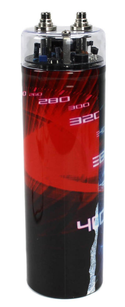Boss CPBL2 2 Farad Car Digital Voltage Capacitor Power Audio Cap + 4 Ga Amp Kit