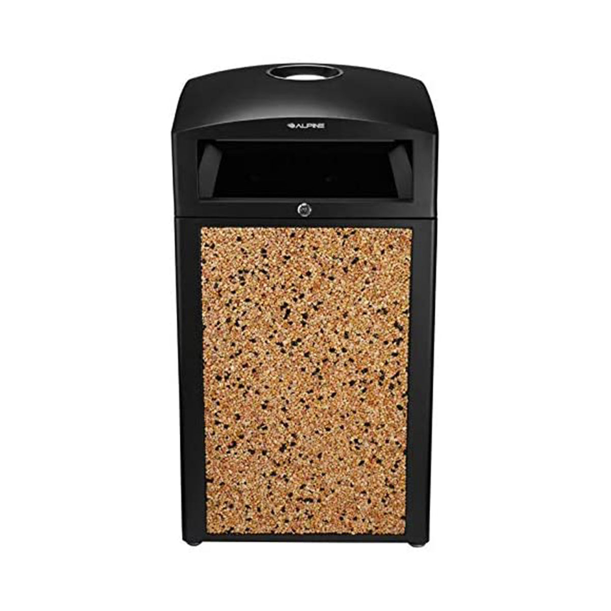 Alpine Industries 40 Gal Garbage Bin Trash Can with Ash Tray, Stone (For Parts)