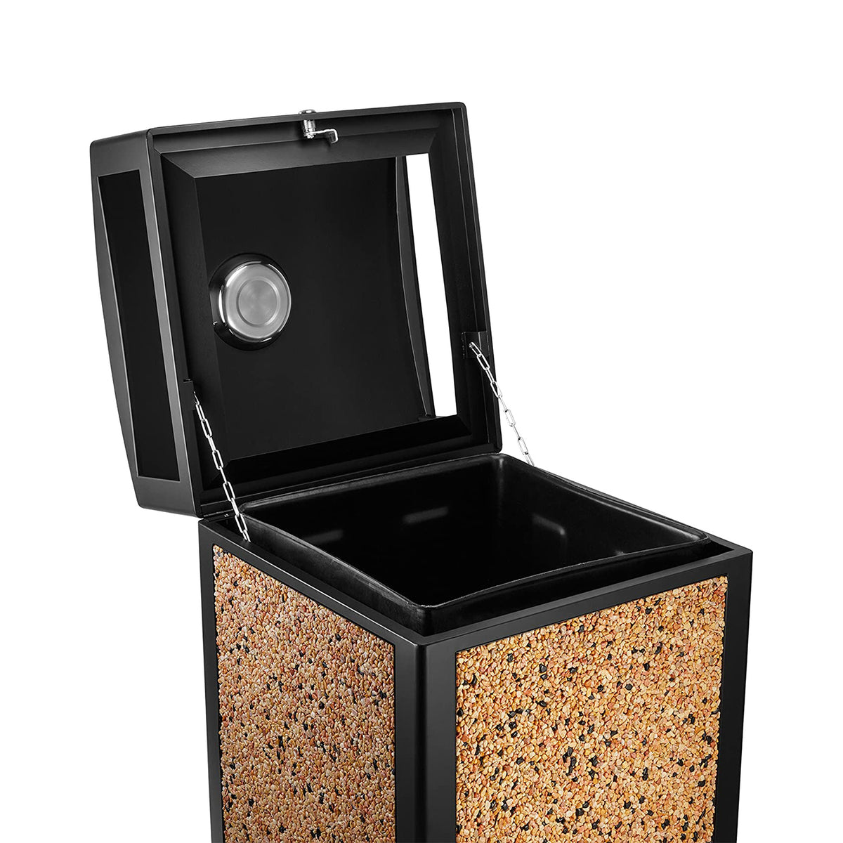 Alpine Industries 40 Gal Garbage Bin Trash Can with Ash Tray, Stone (For Parts)