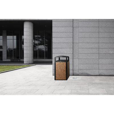 Alpine Industries 40 Gal Garbage Bin Trash Can with Ash Tray, Stone (For Parts)