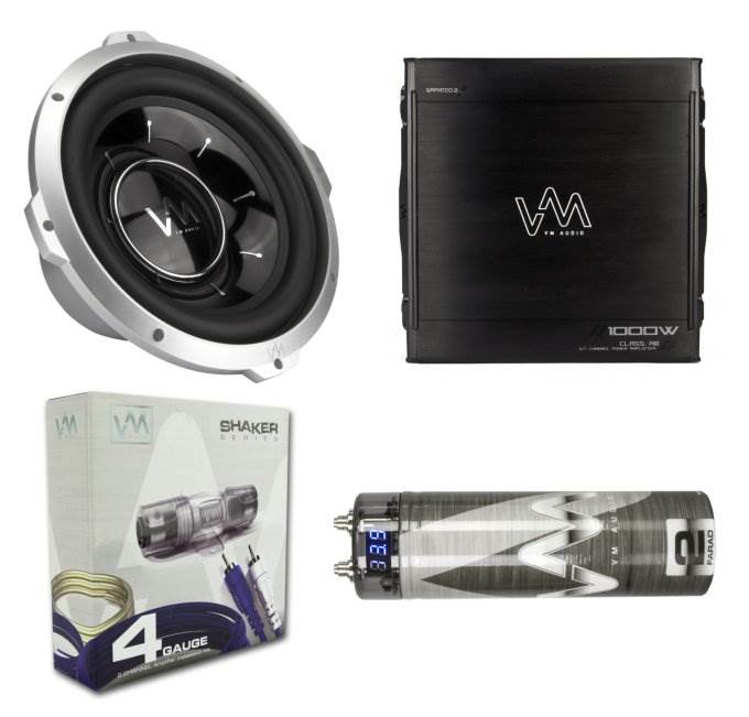 VM Audio Car Stereo Kit 800W Sub 500W 2 Channel Amplifier Capacitor Wiring Kit