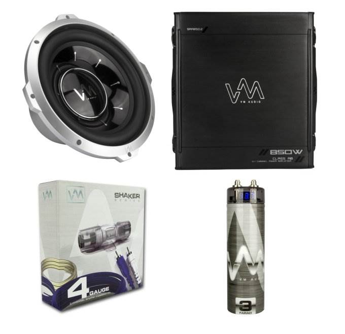 VM Audio Car Stereo Kit 1000W Sub 850W 2 Channel Amplifier Capacitor Wiring Kit