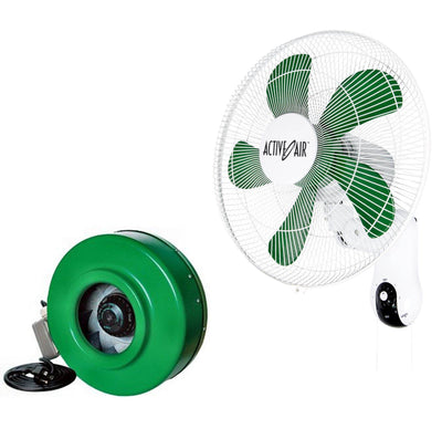 HYDROFARM ACF16 Active Air 16" Wall Mountable Grow Fan + 6" ACDF6 In-Line Fan