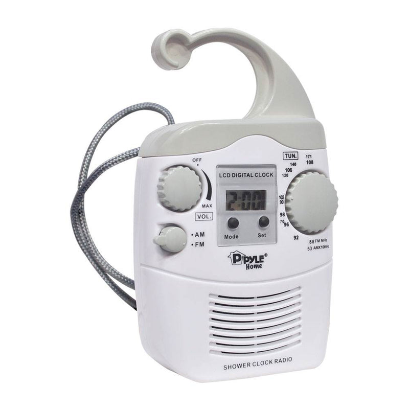 2) New Pyle PSR6 LCD Digital Hanging Waterproof AM/FM Shower Clock Radio White