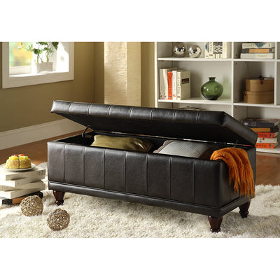Homelegance Lift Leather Storage Accent Bench Seat Chest Ottoman Trunk, Brown