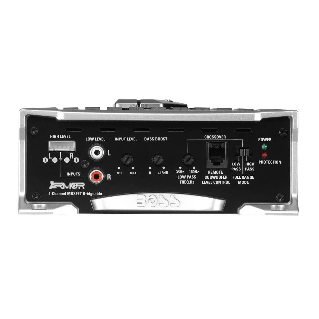 Boss Armor 1200 Watt 2 Channel Amplifier with Level Remote and 8 Gauge Wire Kit