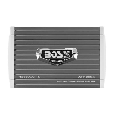 Boss Armor 1200 Watt 2 Channel Amplifier with Level Remote and 8 Gauge Wire Kit
