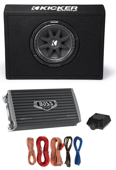 Kicker 43TC104 10" 300W Loaded Car Audio Subwoofer + Sub Box +Amplifier +Amp Kit