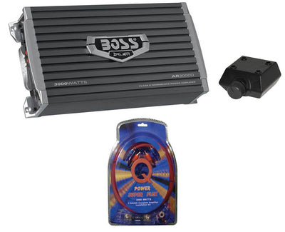Boss Audio Armor AR3000D 3000W Car Amplifier Amp and 4 Gauge Amp Install Kit