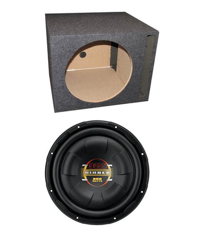 BOSS D10F 10" 800W Shallow Slim Car Audio Subwoofer + Vented Sub Box Enclosure