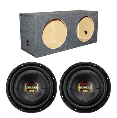 (2) BOSS D10F 10" 1600W Shallow Slim Car Audio Subwoofers + Dual Sealed Sub Box
