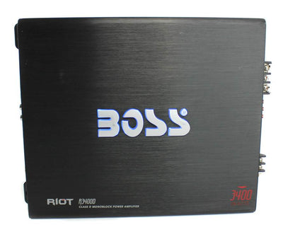 BOSS R3400D Riot 3400W MonoD Car Audio Power Amplifier+Remote + 4 Gauge Amp Kit