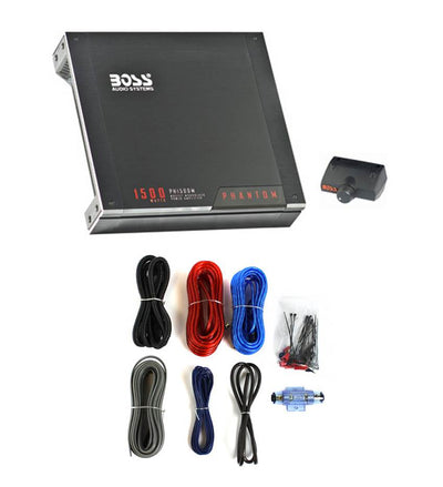 New BOSS PH1500M 1500W MONO A/B Car Audio Amplifier Amp +8 Gauge Amp Install Kit