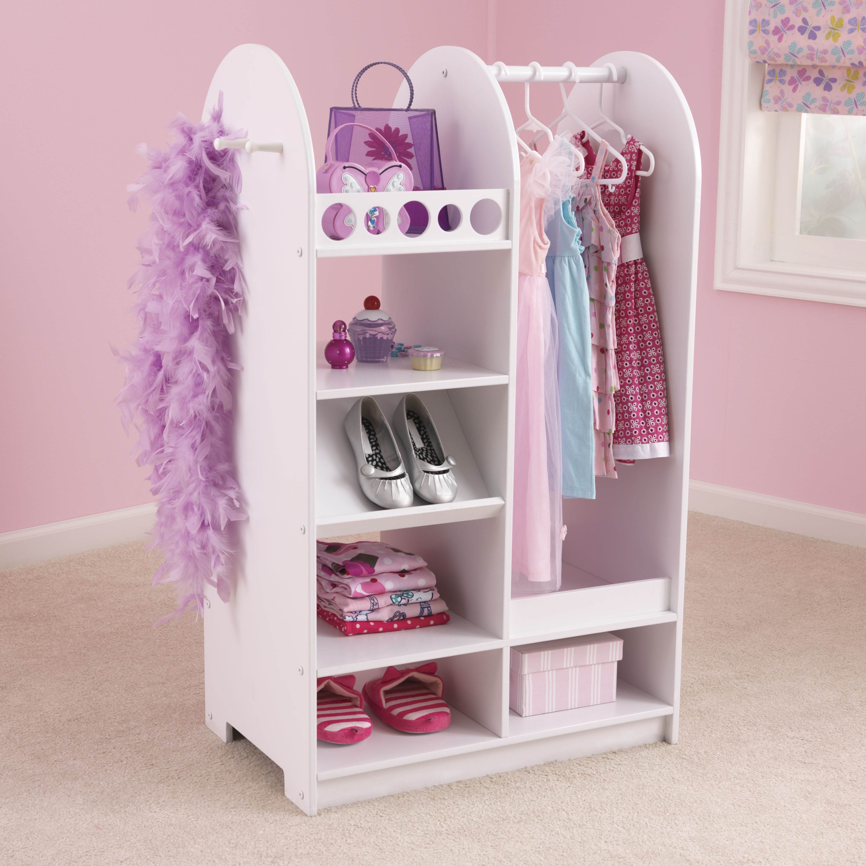 KidKraft Fashion Pretend Let's Play Dress Up Station w/ Mirror - White | 12511
