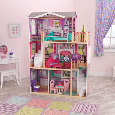 KidKraft 18-Inch Colorful Dollhouse Doll Manor with Jumbo Furniture | 65830