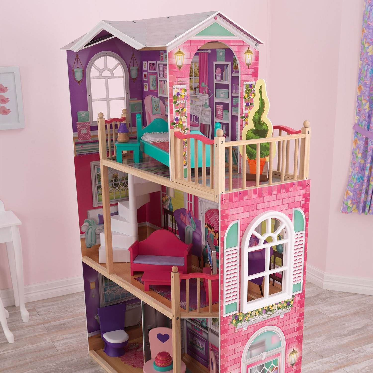 KidKraft 18-Inch Colorful Dollhouse Doll Manor with Jumbo Furniture | 65830