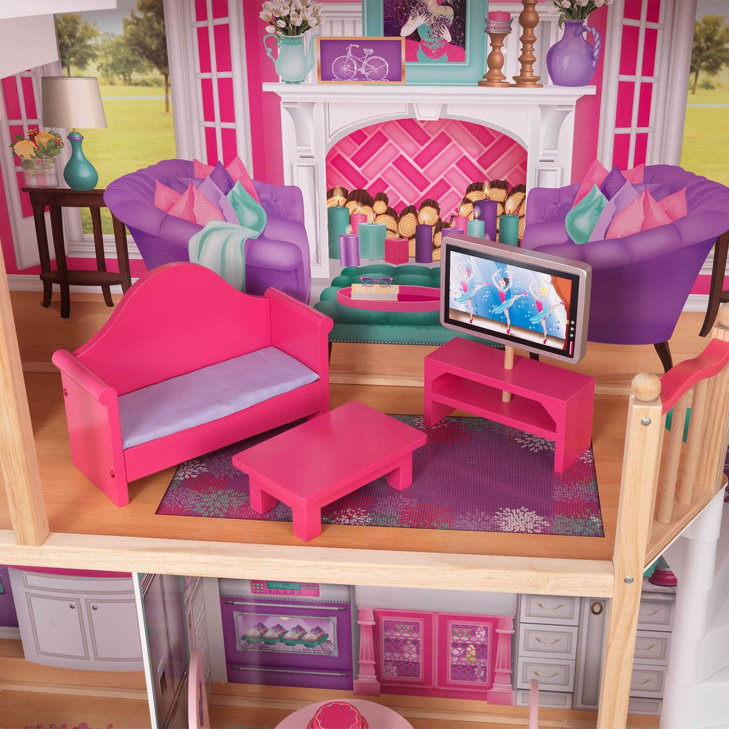 KidKraft 18-Inch Colorful Dollhouse Doll Manor with Jumbo Furniture | 65830