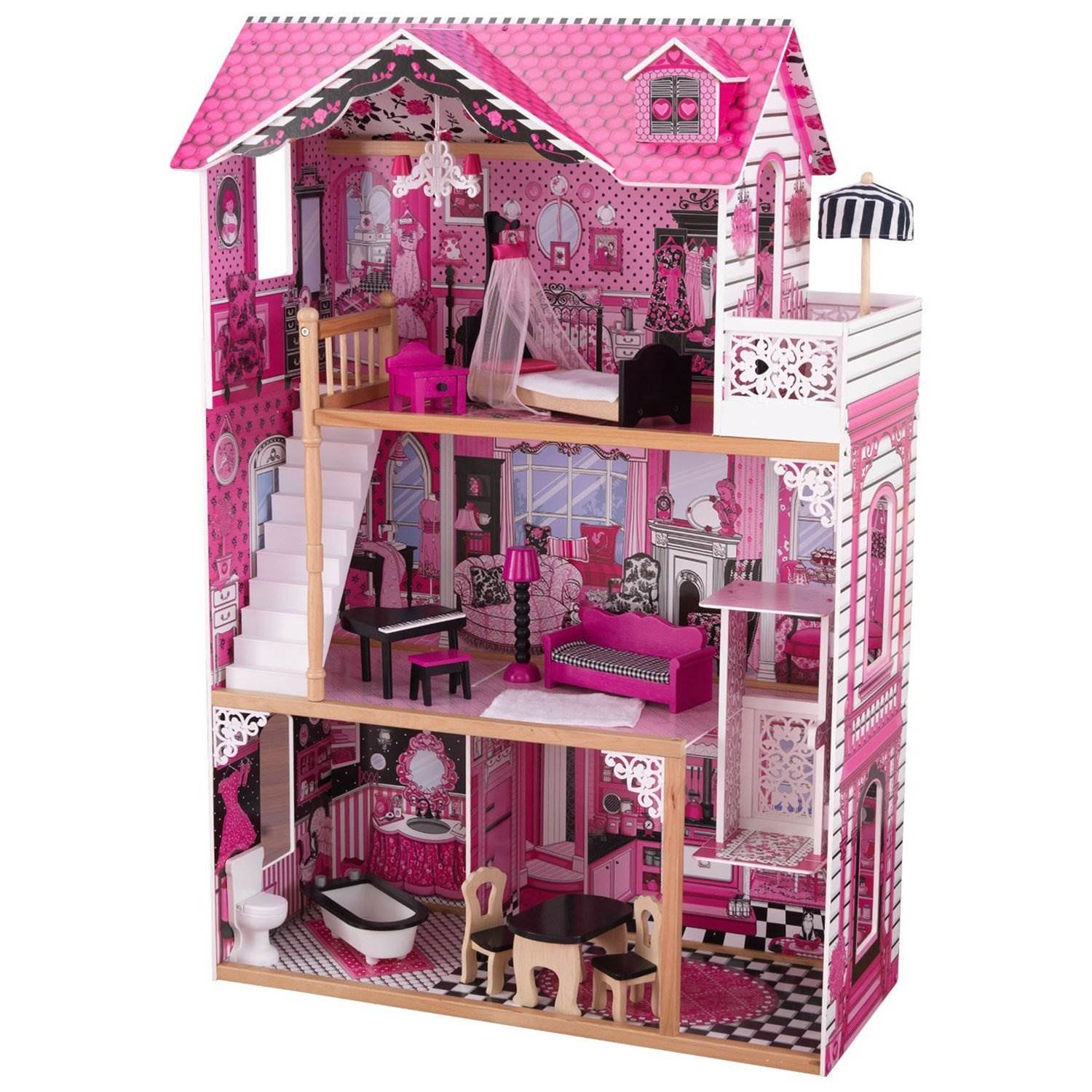 KidKraft Wooden Amelia Pretend Play Dollhouse with Furniture for Ages 3+ | 65093
