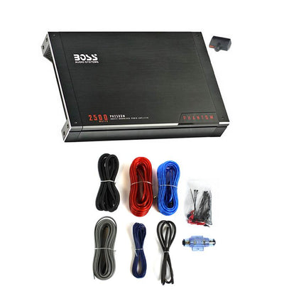 BOSS PH2500M 2500W Mono MOSFET Car Audio Power Amplifier Amp and 8 Gauge Amp Kit