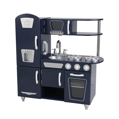 KidKraft Navy Retro Vintage Pretend Play Kids Wooden Kitchen | Open Box