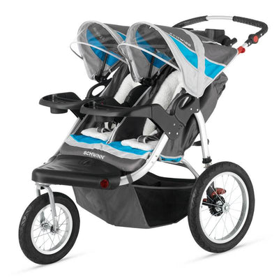 Schwinn Turismo Double Swivel Baby Jogging Stroller - Gray / Blue - Open Box