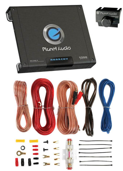 PLANET AUDIO AC1200.2 1200W 2 Channel Car A/B Amplifier Amp AC12002+8 Ga Amp Kit