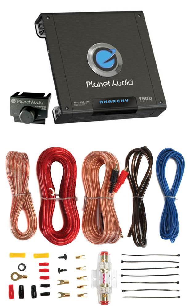 PLANET AUDIO AC1500.1M 1500W MONO Car Audio Amplifier Amp AC15001M+8 Ga Amp Kit