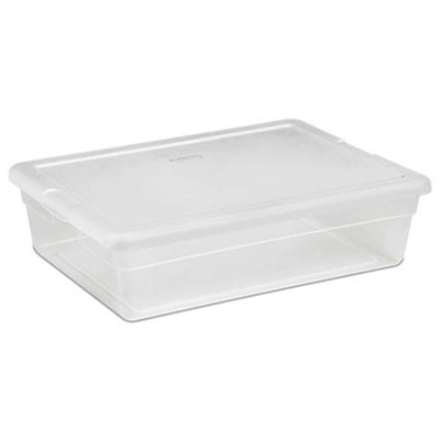Sterilite Single Lidded 28 Quart Clear Bin Storage Box Tote Container (Open Box)
