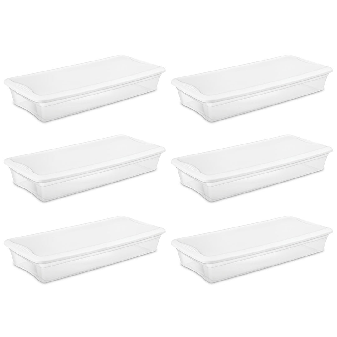 Sterilite 41 Quart Lightweight Under Bed Storage Box Container with Lid, 18 Pack