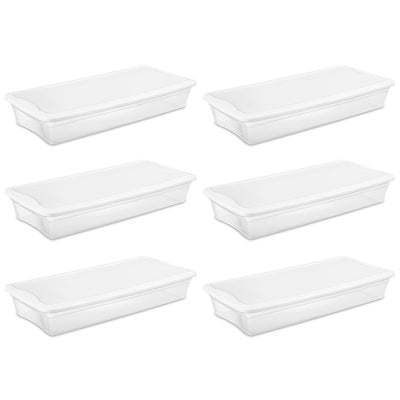 Sterilite 41 Quart Lightweight Under Bed Storage Box Container with Lid, 18 Pack