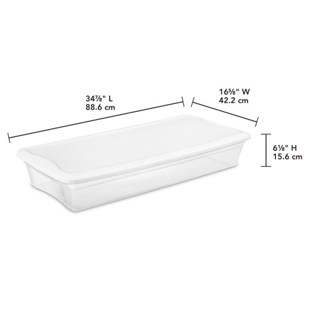 Sterilite 41 Quart Lightweight Under Bed Storage Box Container with Lid, 6 Pack