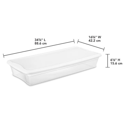 Sterilite 41 Quart Lightweight Under Bed Storage Box Container with Lid, 6 Pack