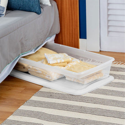 Sterilite 41 Quart Lightweight Under Bed Storage Box Container with Lid, 24 Pack