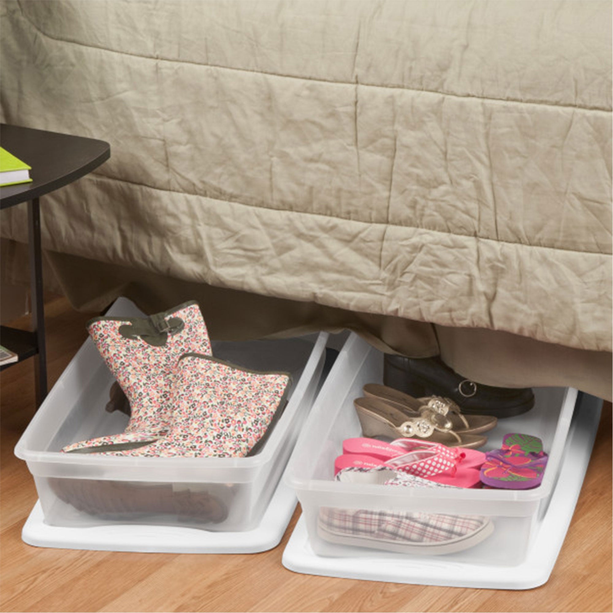 Sterilite 41 Quart Lightweight Under Bed Storage Box Container with Lid, 24 Pack