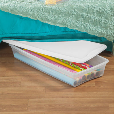 Sterilite 41 Quart Lightweight Under Bed Storage Box Container with Lid, 24 Pack - VMInnovations