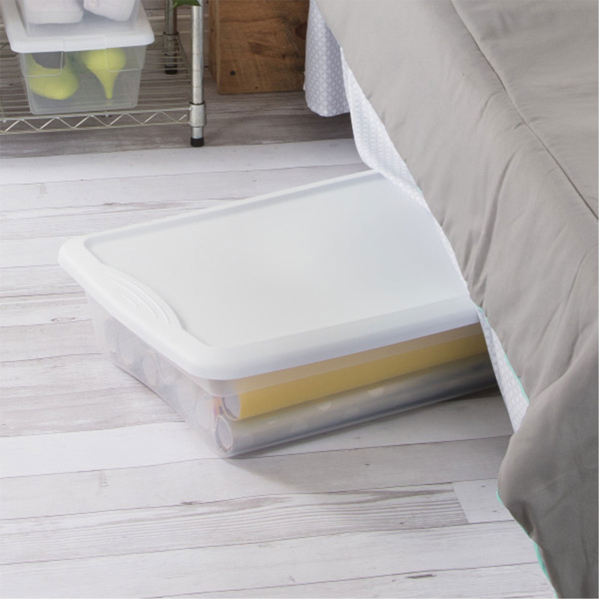 Sterilite 41 Quart Lightweight Under Bed Storage Box Container with Lid, 24 Pack