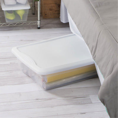 Sterilite 41 Quart Lightweight Under Bed Storage Box Container with Lid, 24 Pack