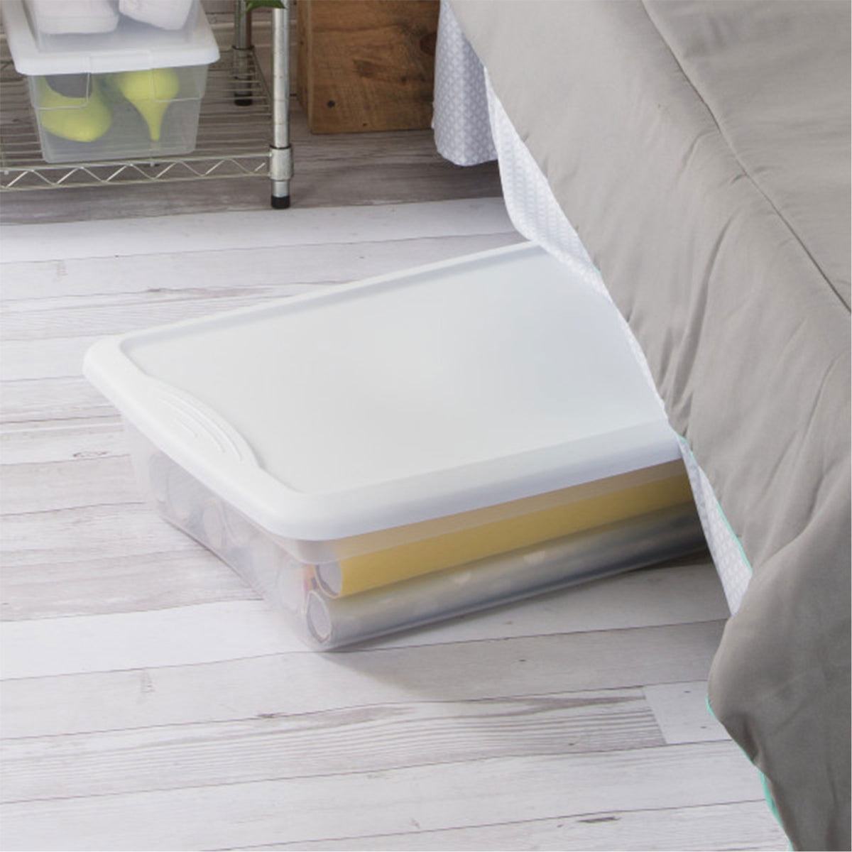 Sterilite 41 Quart Lightweight Under Bed Storage Box Container with Lid, 24 Pack - VMInnovations